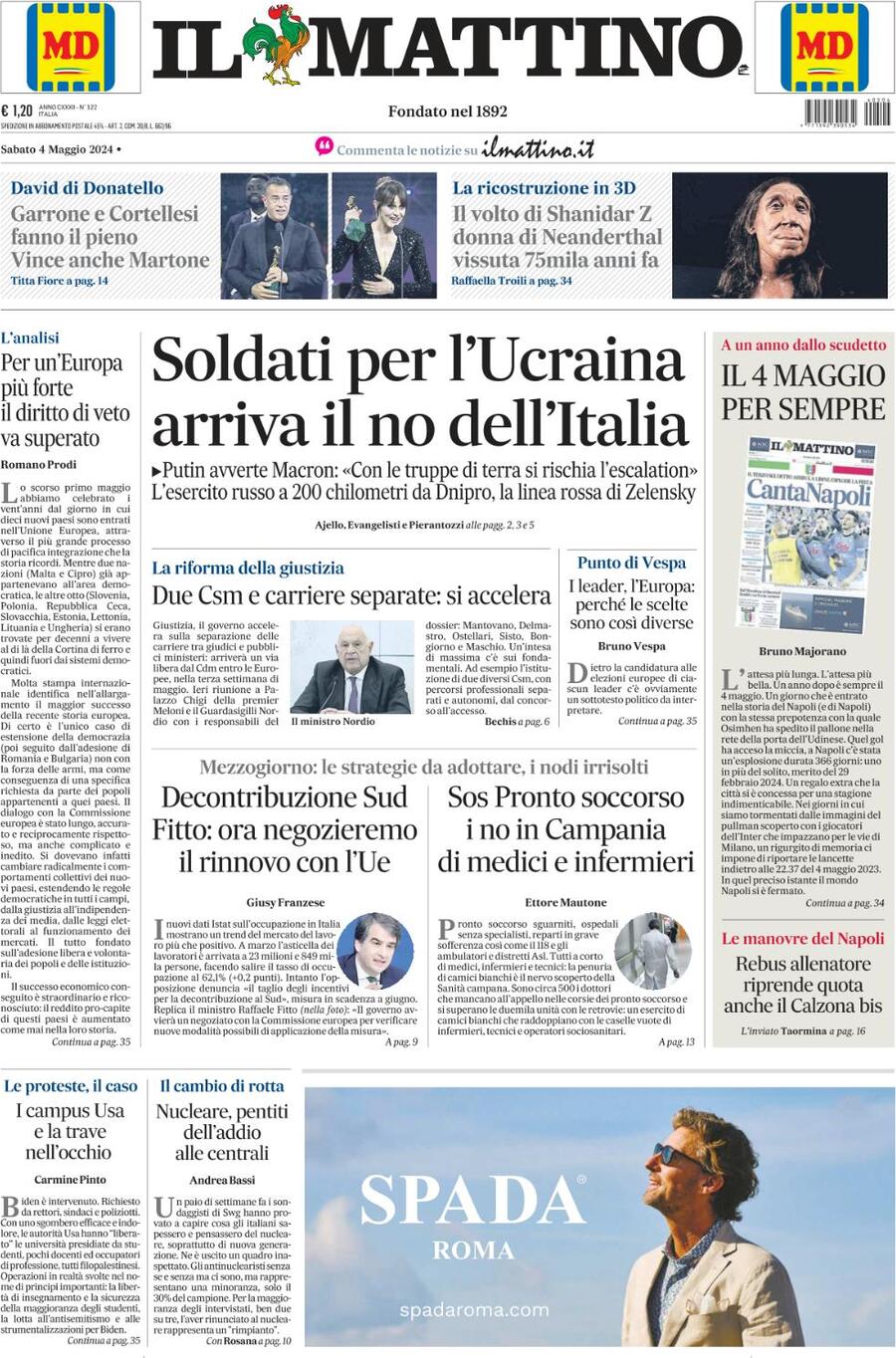 Prima-pagina-il-mattino-edizione-di-oggi-04-05-2024