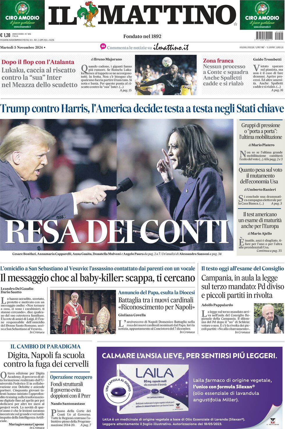 Prima-pagina-il-mattino-edizione-di-oggi-05-11-2024