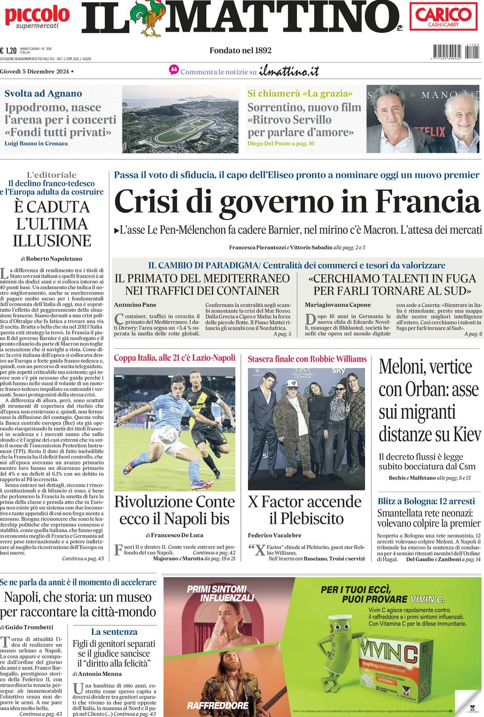 Prima-pagina-il-mattino-edizione-di-oggi-05-12-2024