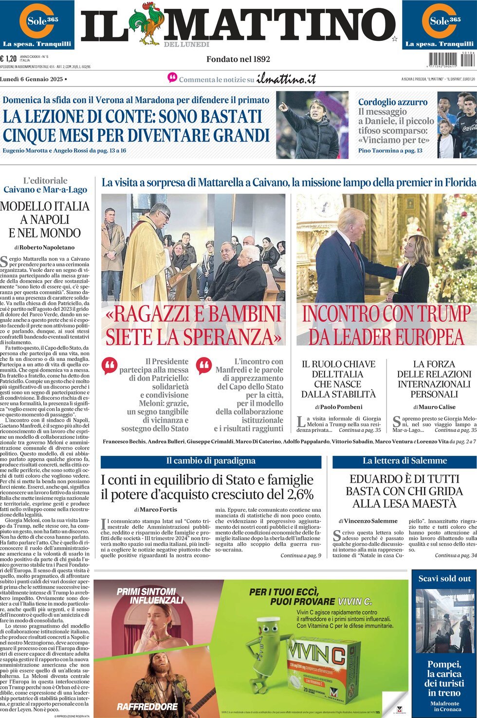 Prima-pagina-il-mattino-edizione-di-oggi-06-01-2025