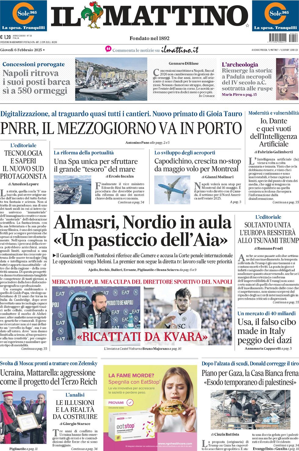 Prima-pagina-il-mattino-edizione-di-oggi-06-02-2025