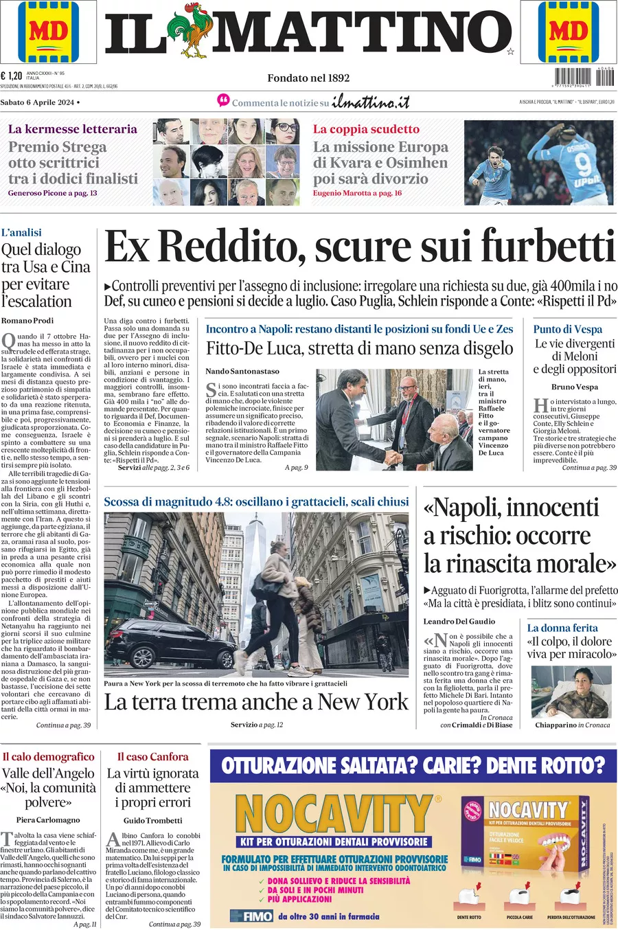 Prima-pagina-il-mattino-edizione-di-oggi-06-04-2024