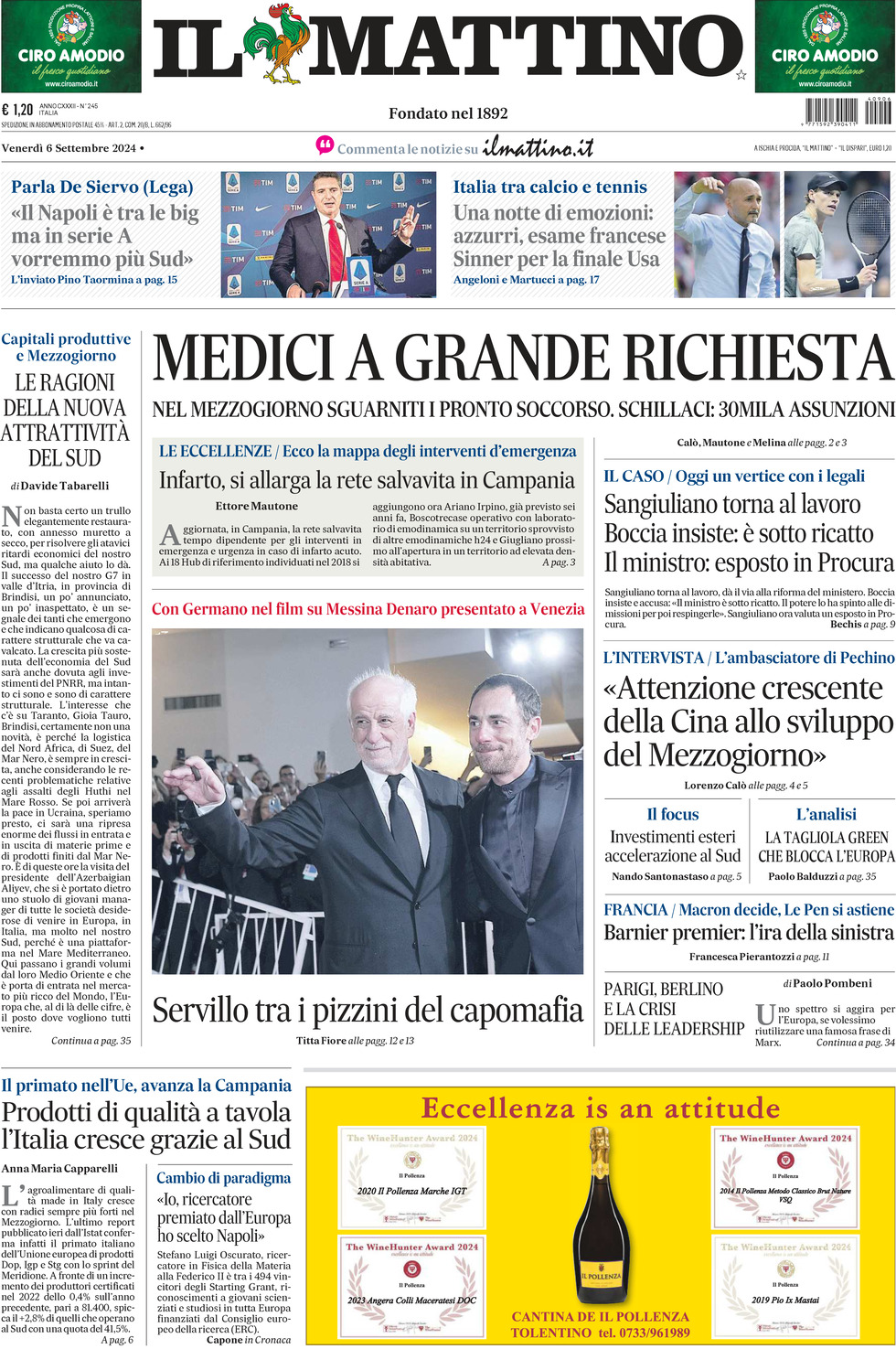 Prima-pagina-il-mattino-edizione-di-oggi-06-09-2024