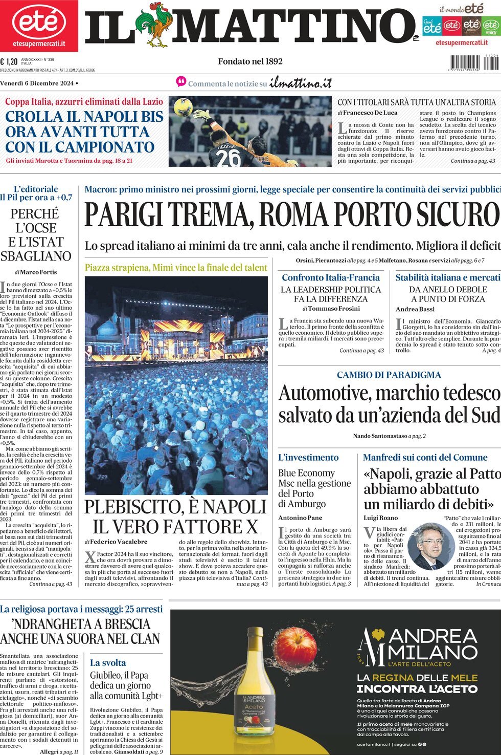 Prima-pagina-il-mattino-edizione-di-oggi-06-12-2024