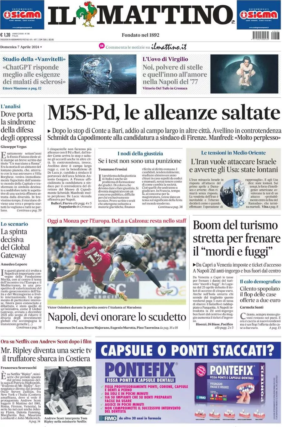 Prima-pagina-il-mattino-edizione-di-oggi-07-04-2024