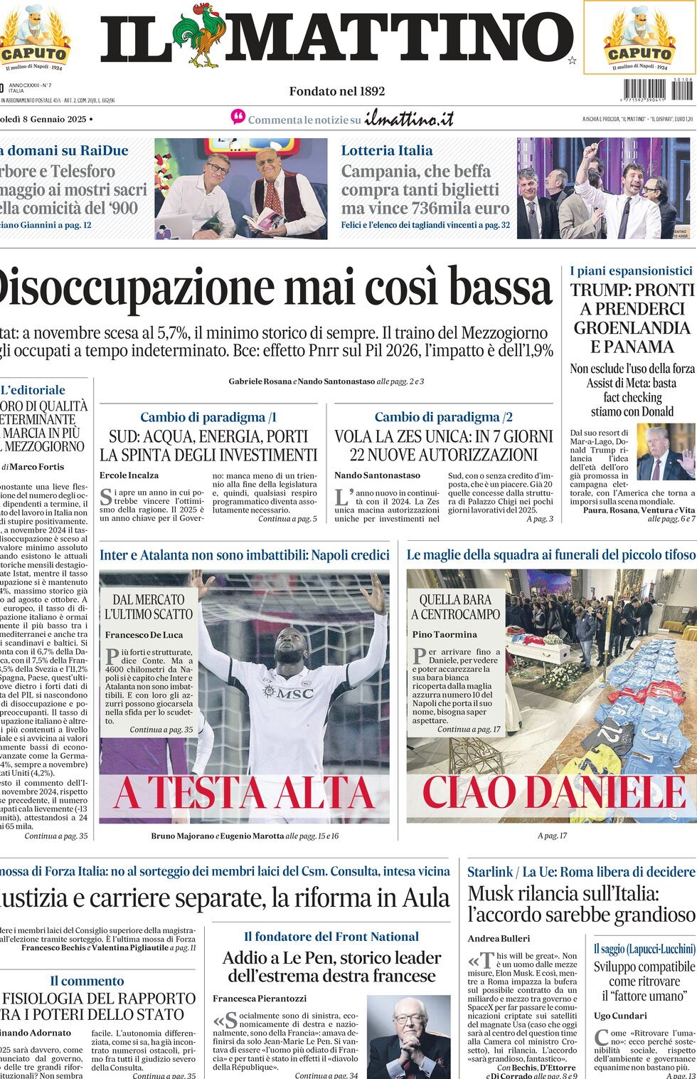 Prima-pagina-il-mattino-edizione-di-oggi-08-01-2025