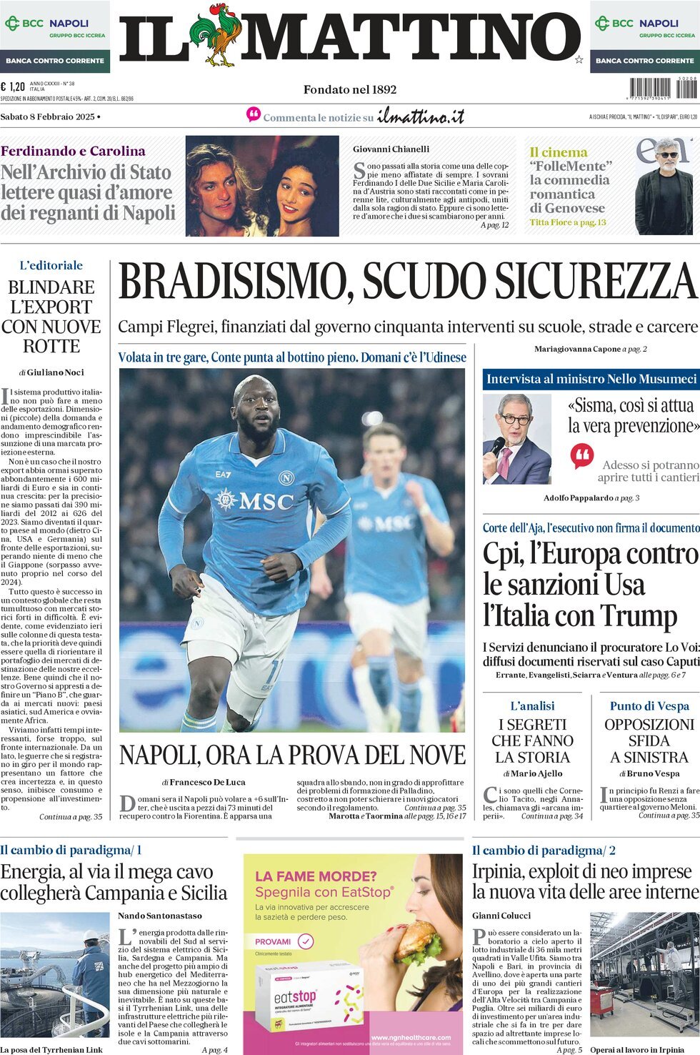 Prima-pagina-il-mattino-edizione-di-oggi-08-02-2025