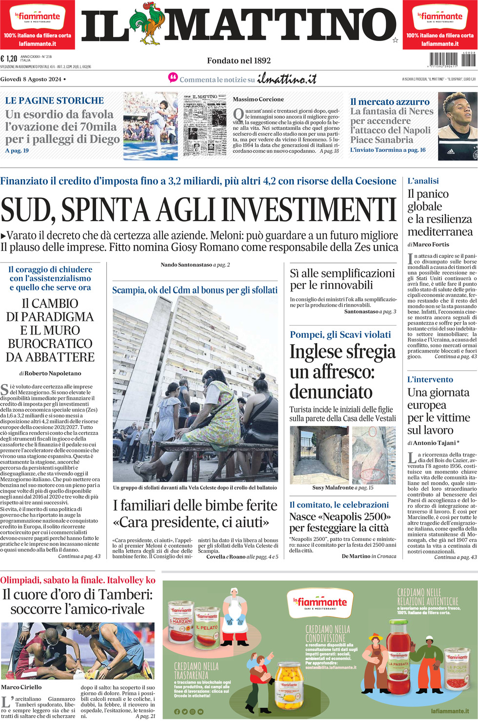 Prima-pagina-il-mattino-edizione-di-oggi-08-08-2024