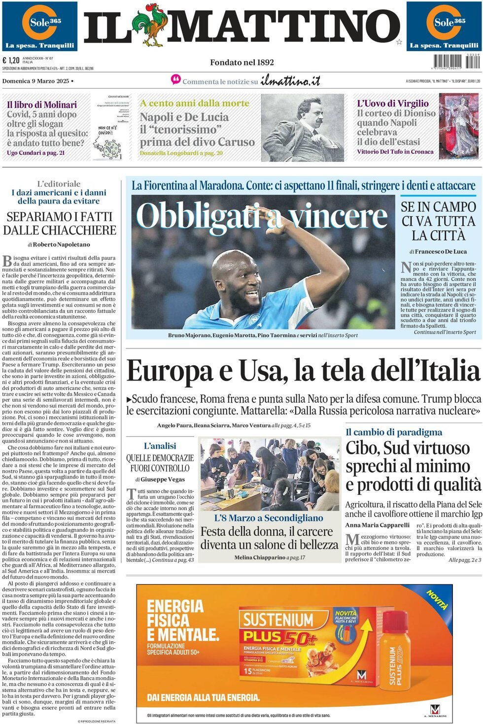 Prima-pagina-il-mattino-edizione-di-oggi-09-03-2025