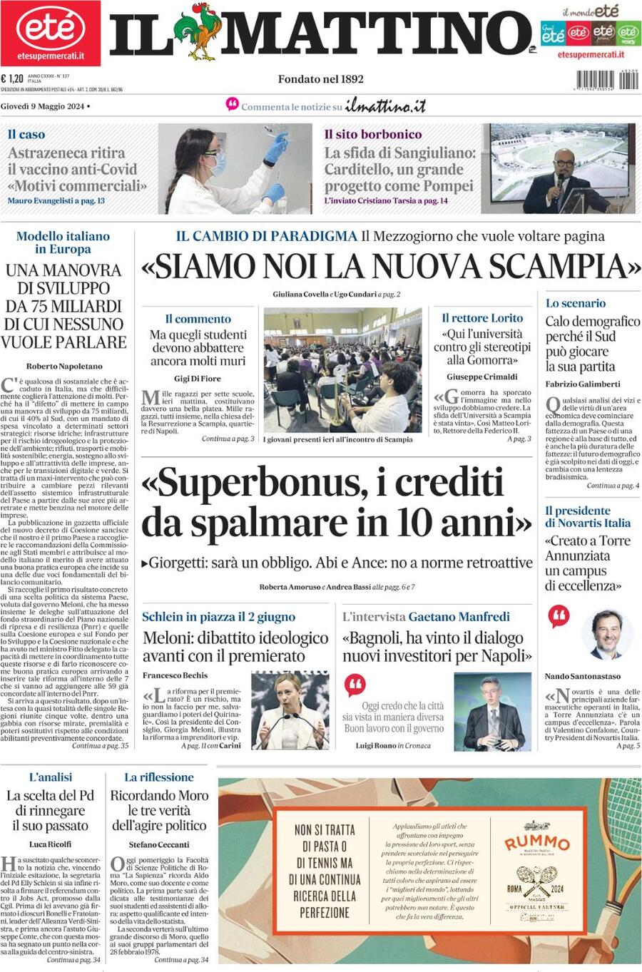 Prima-pagina-il-mattino-edizione-di-oggi-09-05-2024