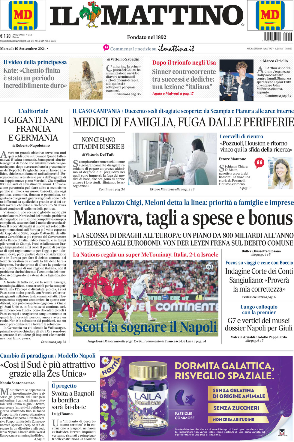 Prima-pagina-il-mattino-edizione-di-oggi-10-09-2024