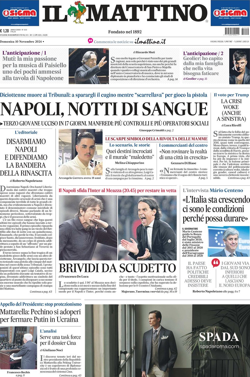 Prima-pagina-il-mattino-edizione-di-oggi-10-11-2024