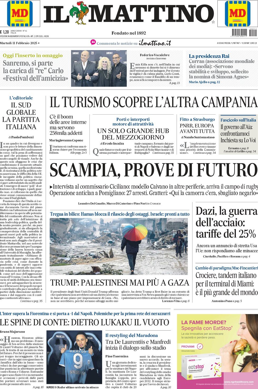 Prima-pagina-il-mattino-edizione-di-oggi-11-02-2025