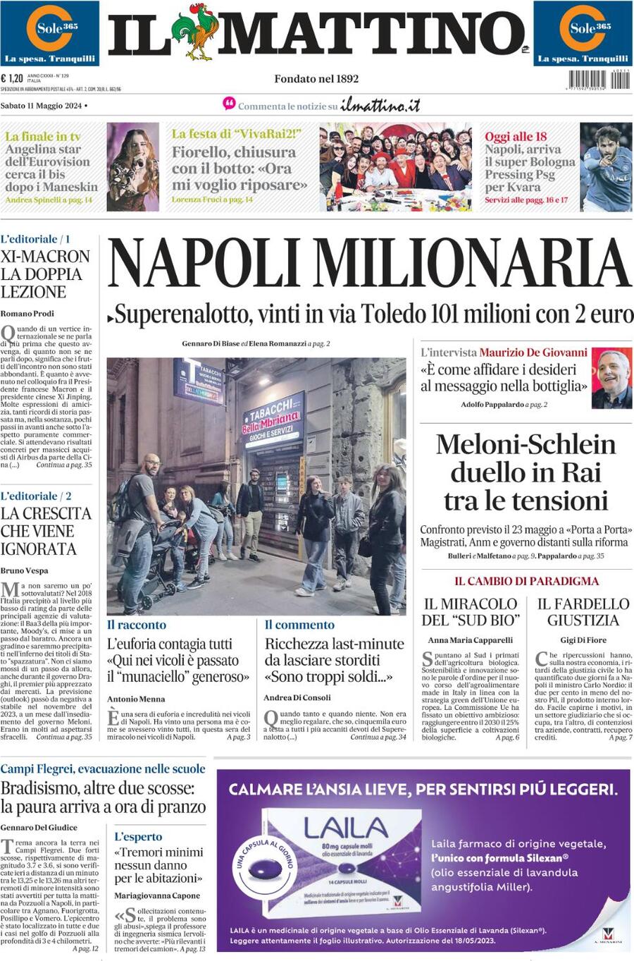 Prima-pagina-il-mattino-edizione-di-oggi-11-05-2024