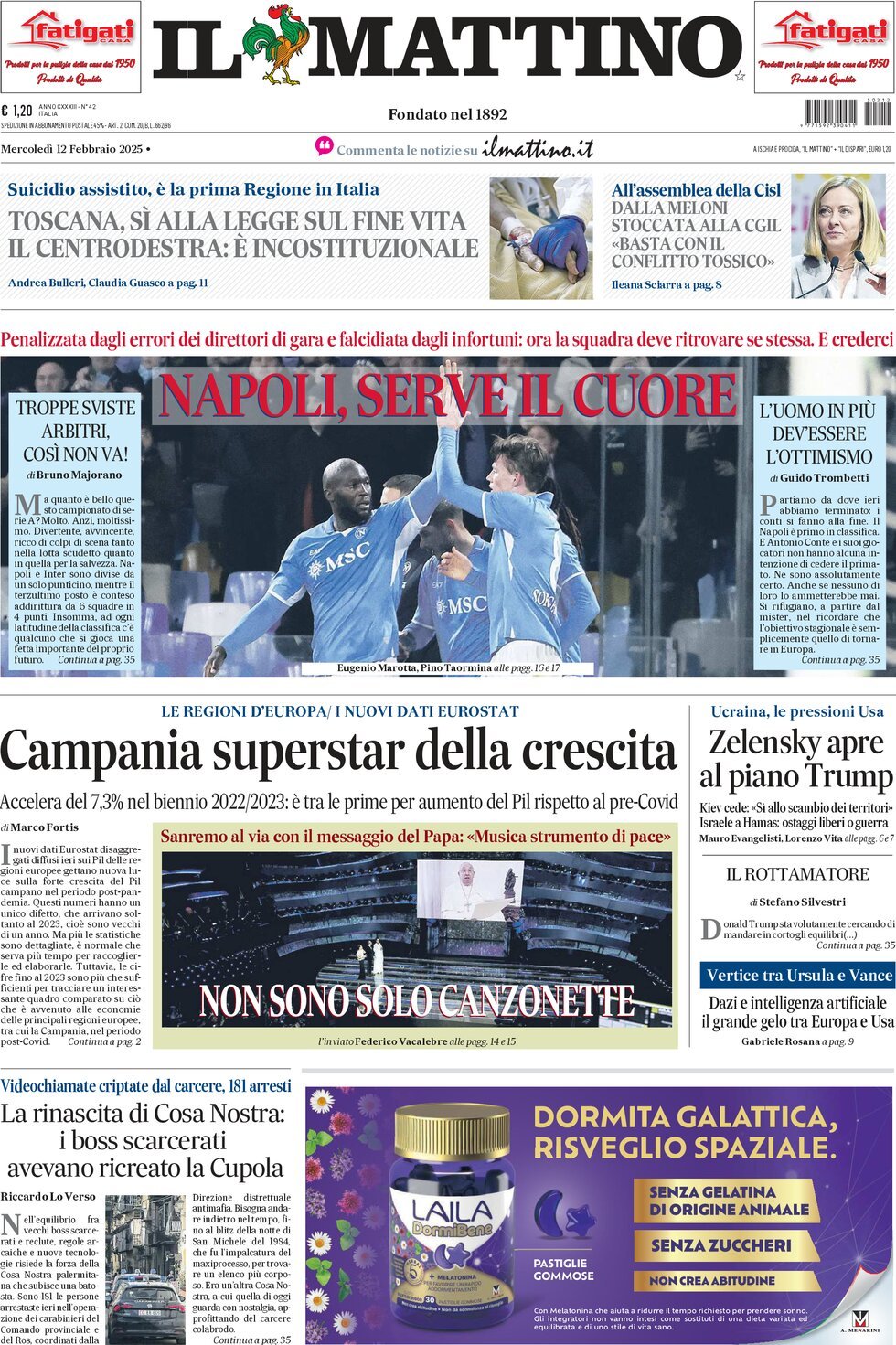 Prima-pagina-il-mattino-edizione-di-oggi-12-02-2025