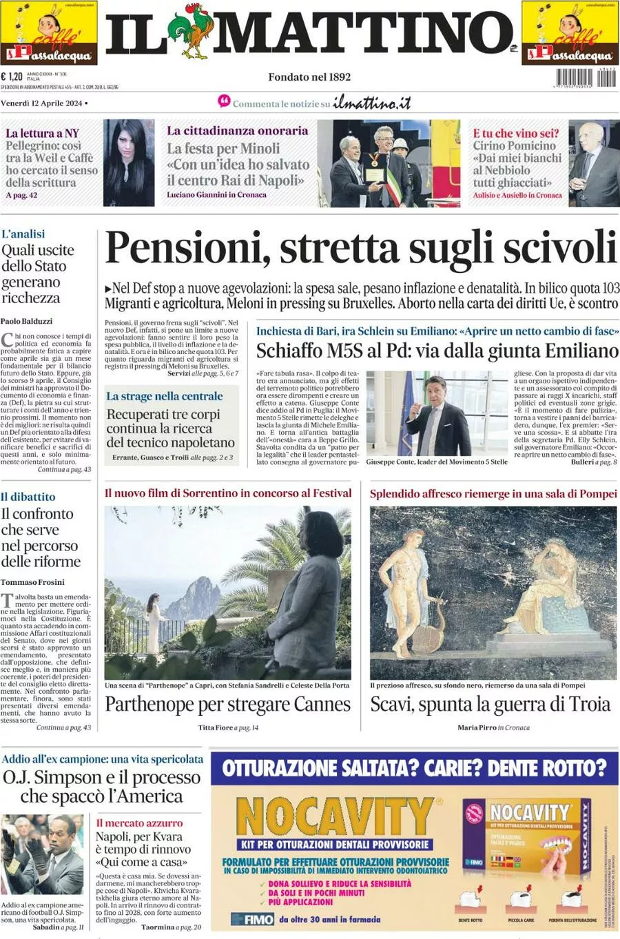 Prima-pagina-il-mattino-edizione-di-oggi-12-04-2024