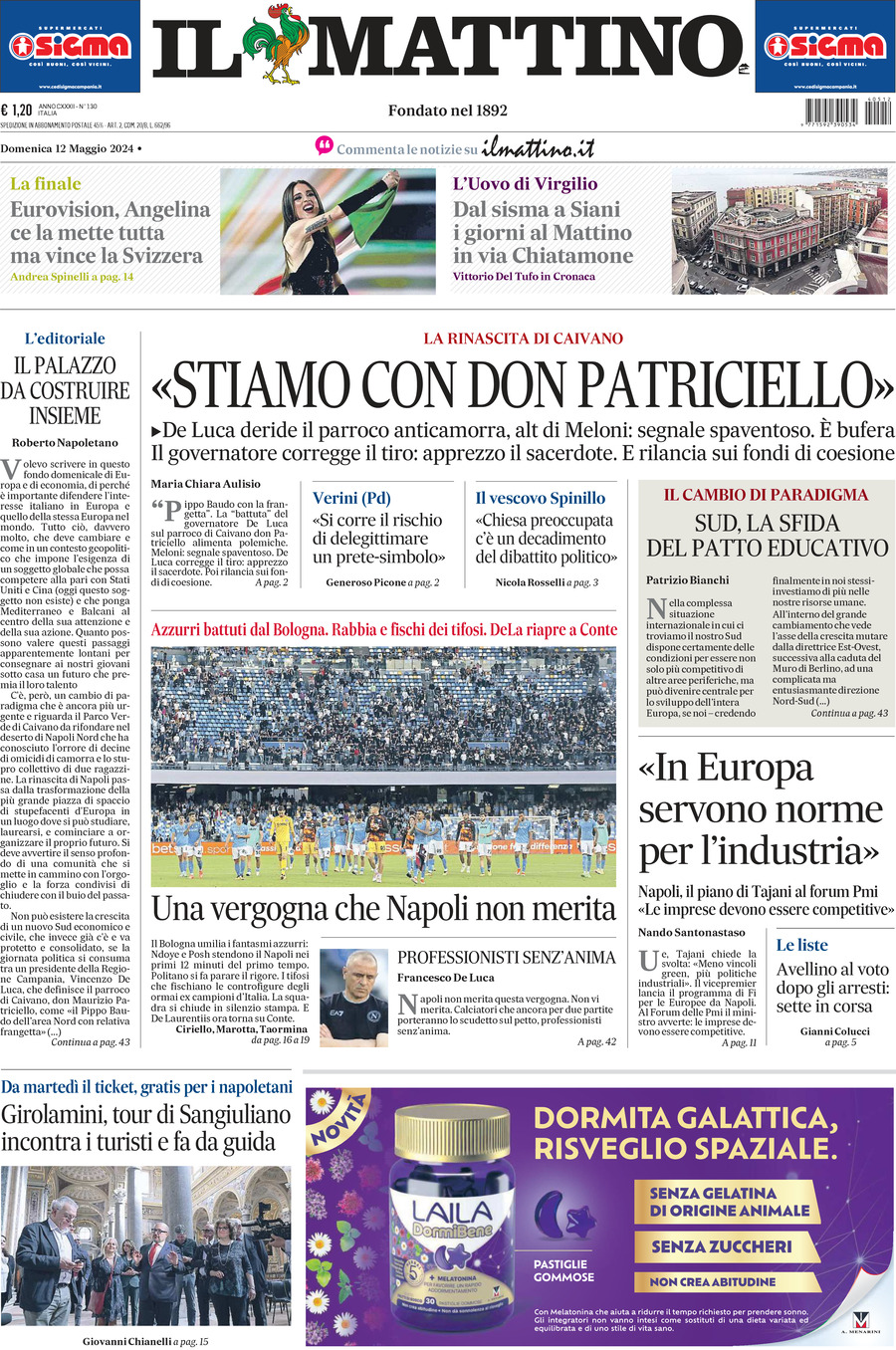 Prima-pagina-il-mattino-edizione-di-oggi-12-05-2024