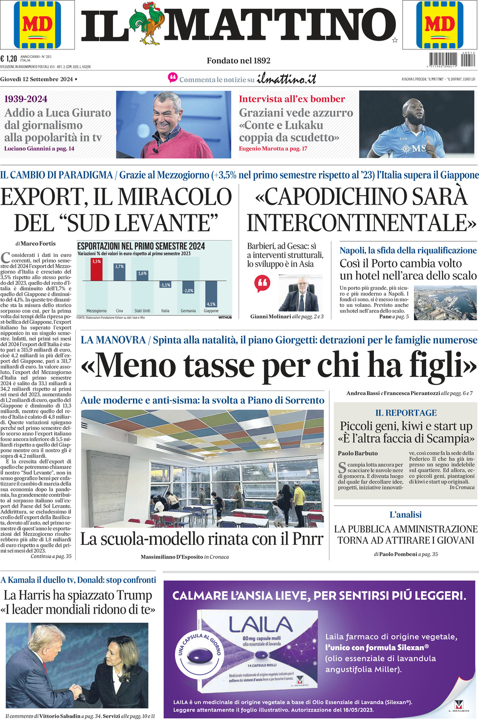 Prima-pagina-il-mattino-edizione-di-oggi-12-09-2024