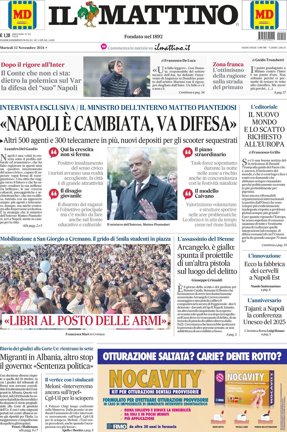 Prima-pagina-il-mattino-edizione-di-oggi-12-11-2024