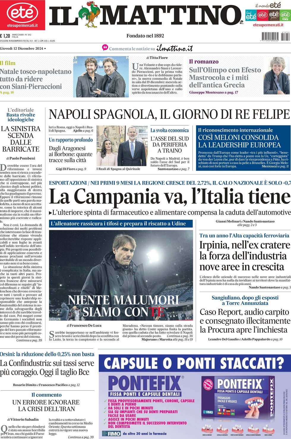 Prima-pagina-il-mattino-edizione-di-oggi-12-12-2024