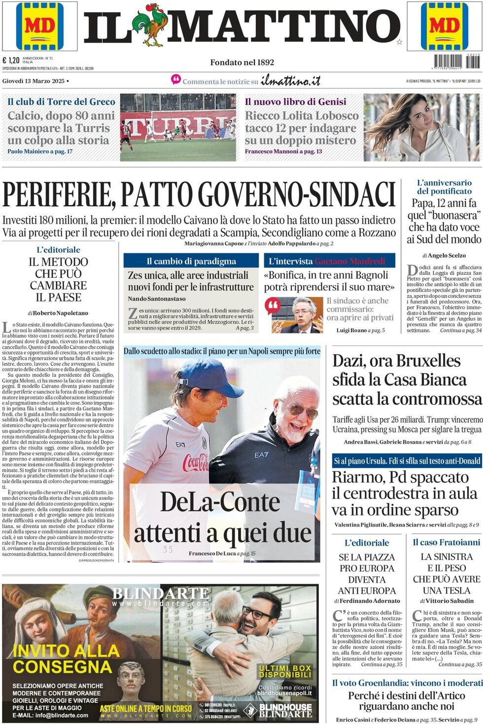 Prima-pagina-il-mattino-edizione-di-oggi-13-03-2025