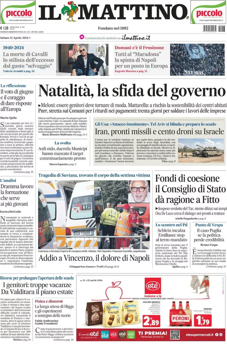 Prima-pagina-il-mattino-edizione-di-oggi-13-04-2024