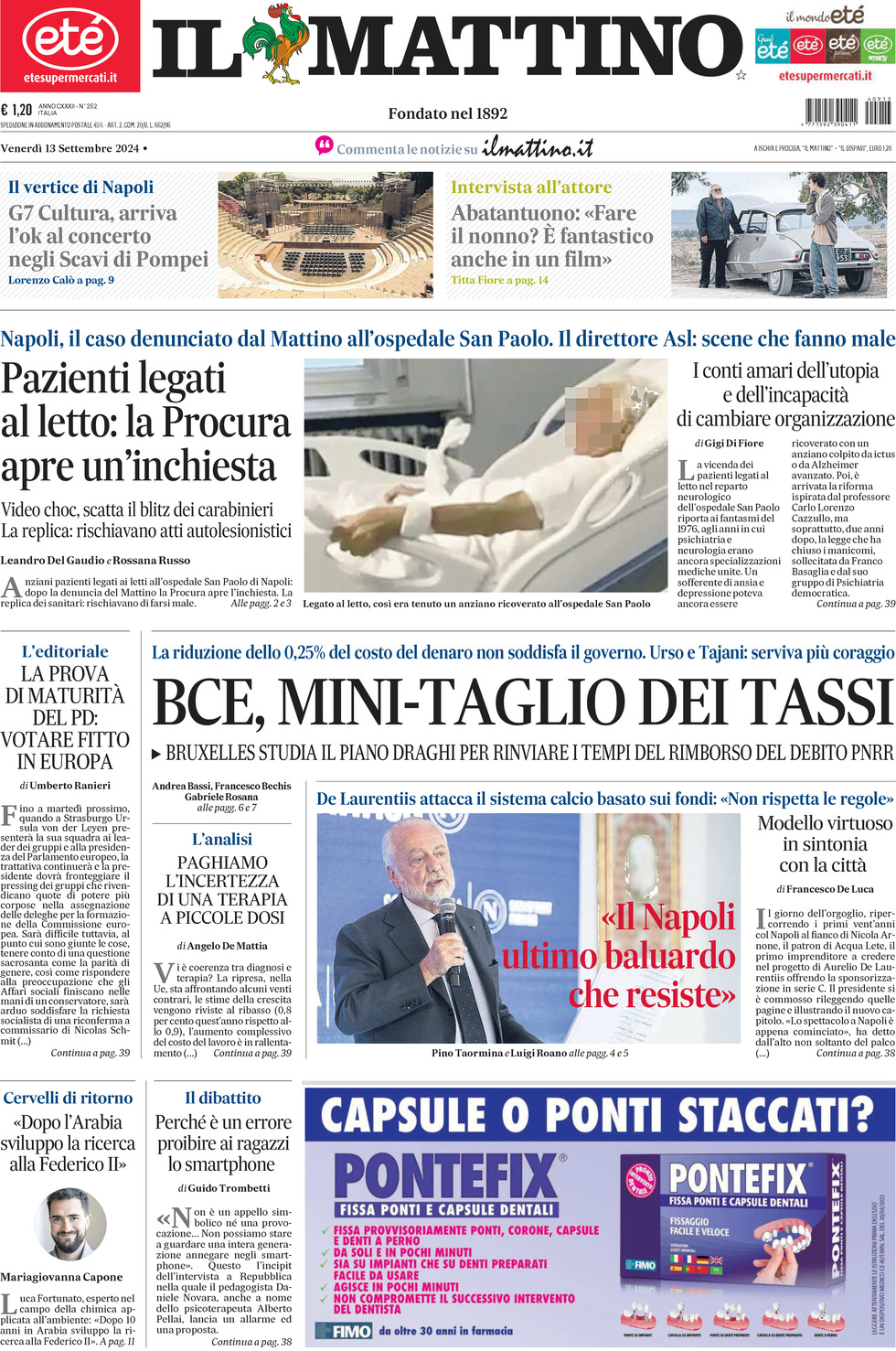 Prima-pagina-il-mattino-edizione-di-oggi-13-09-2024