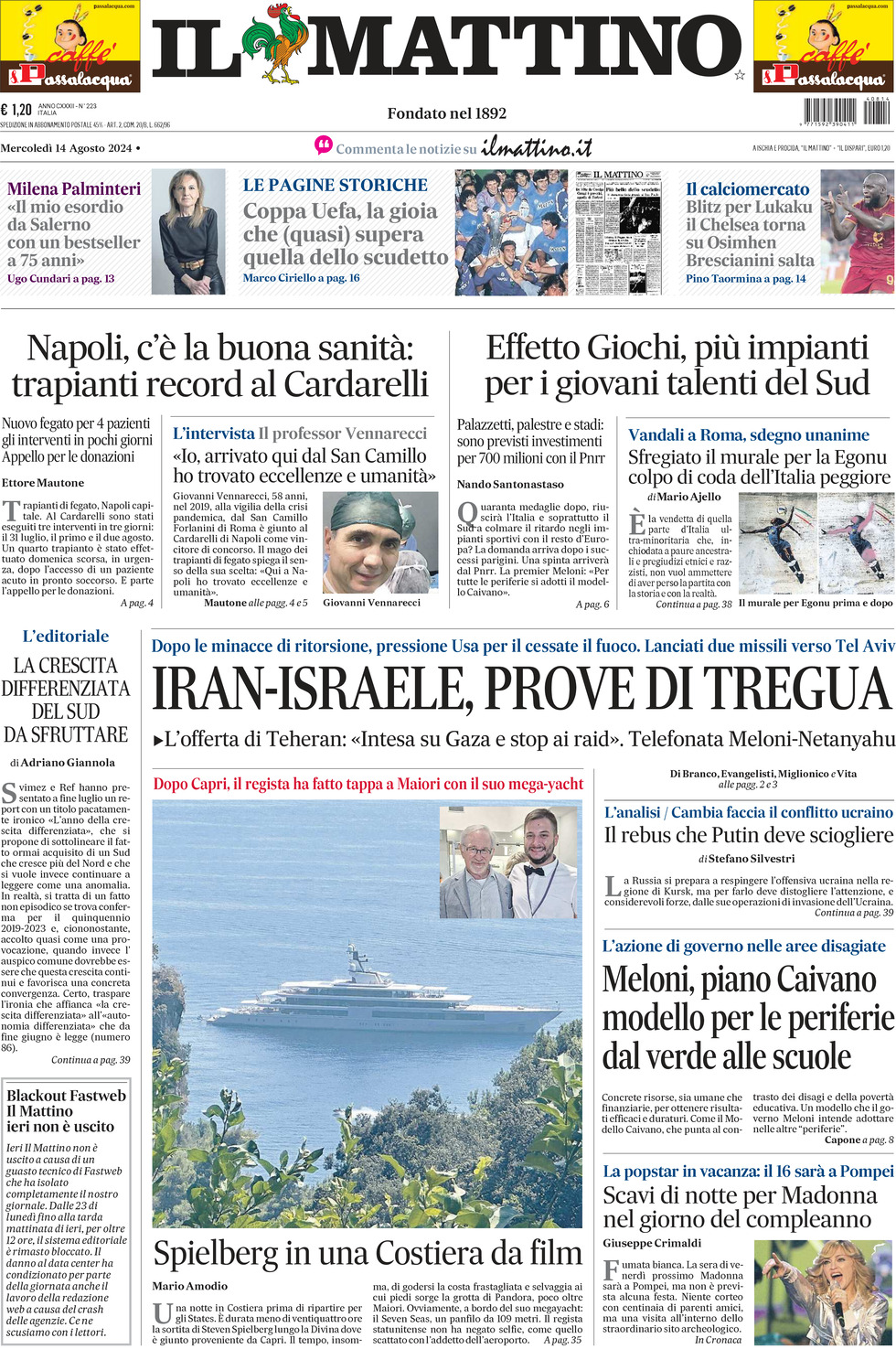 Prima-pagina-il-mattino-edizione-di-oggi-14-08-2024