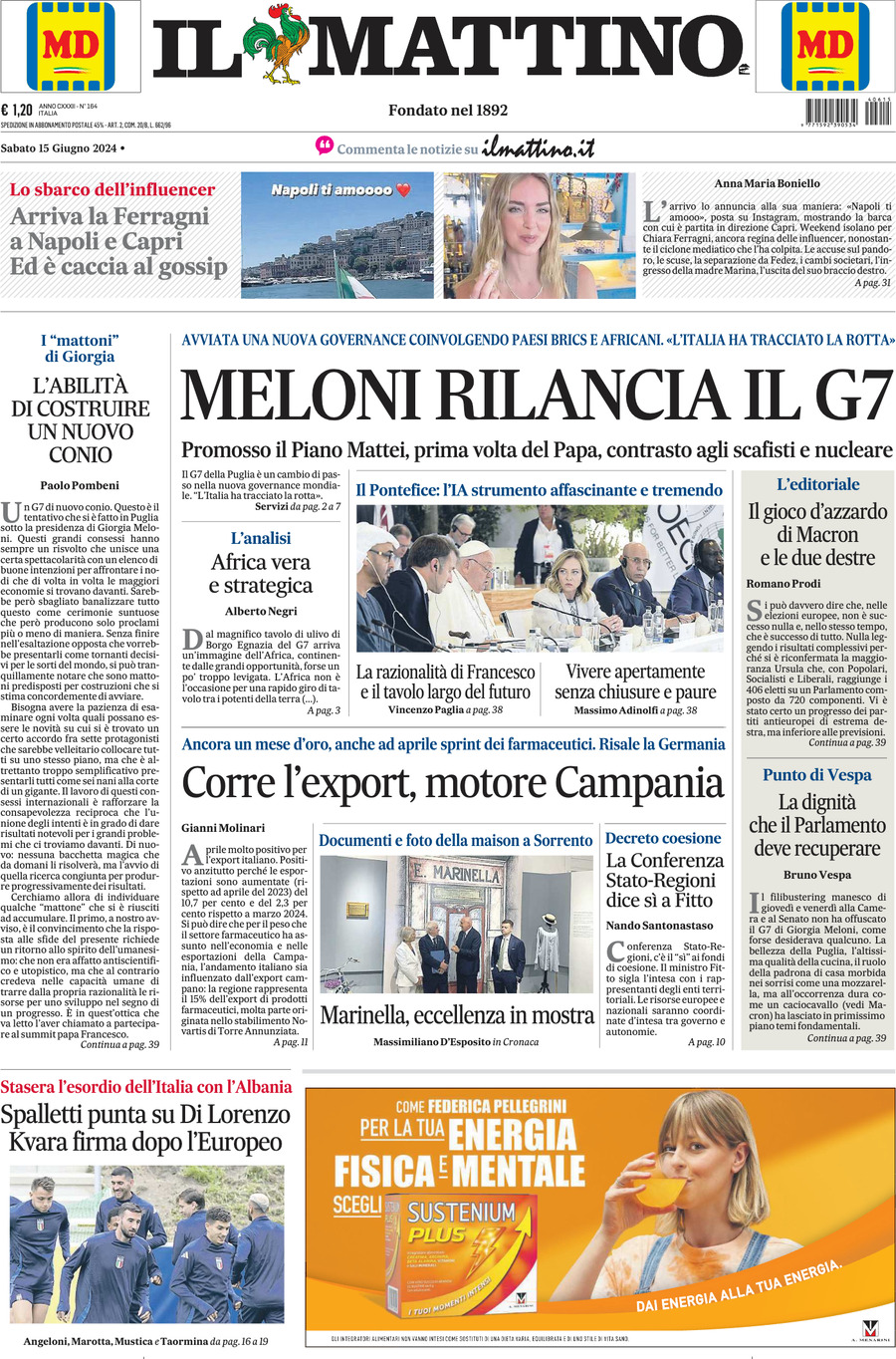 Prima-pagina-il-mattino-edizione-di-oggi-15-06-2024