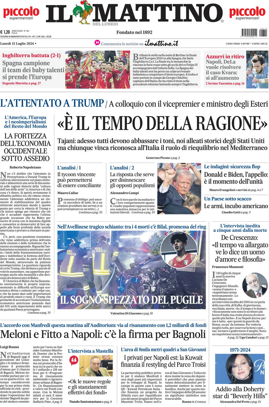 Prima-pagina-il-mattino-edizione-di-oggi-15-07-2024