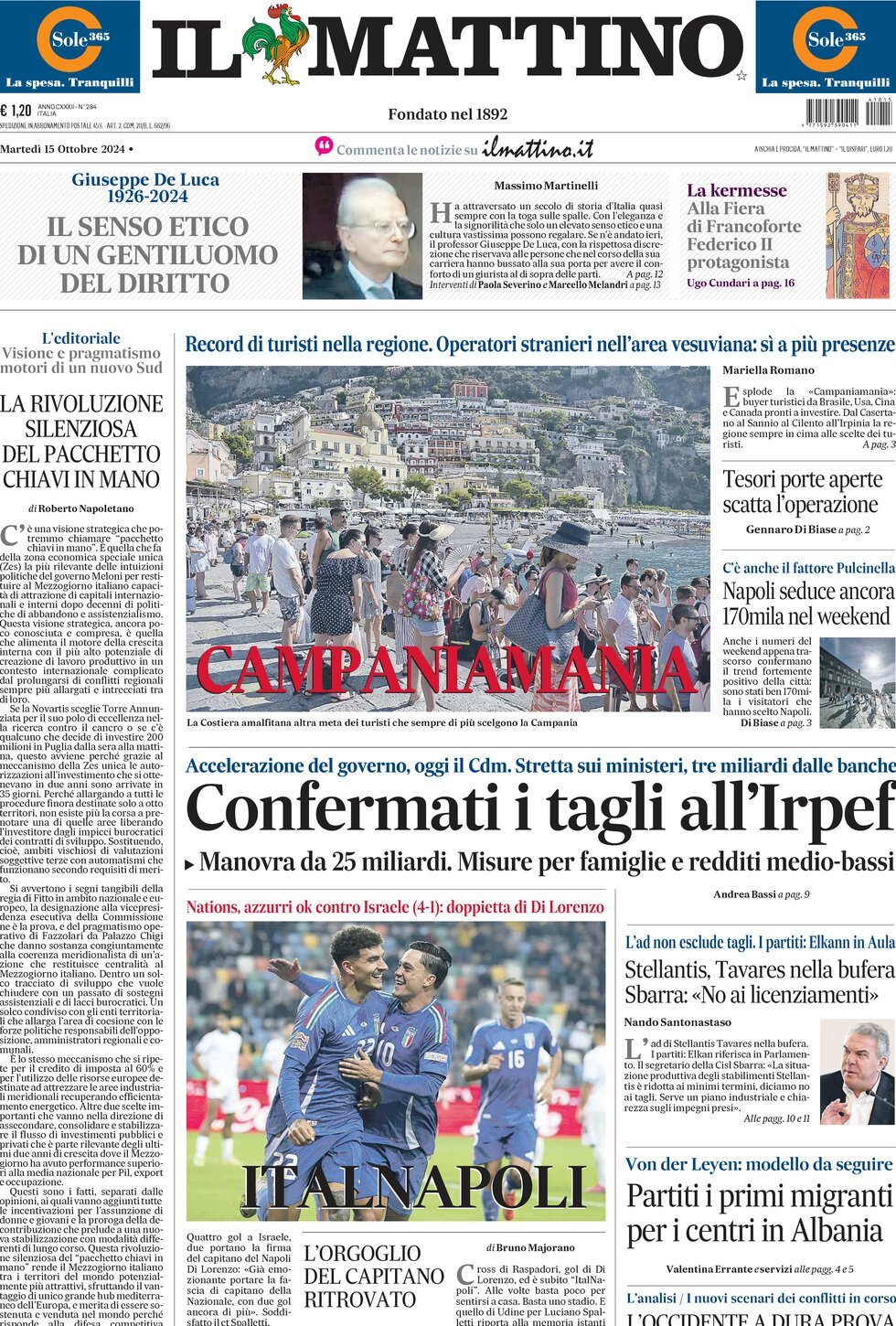 Prima-pagina-il-mattino-edizione-di-oggi-15-10-2024