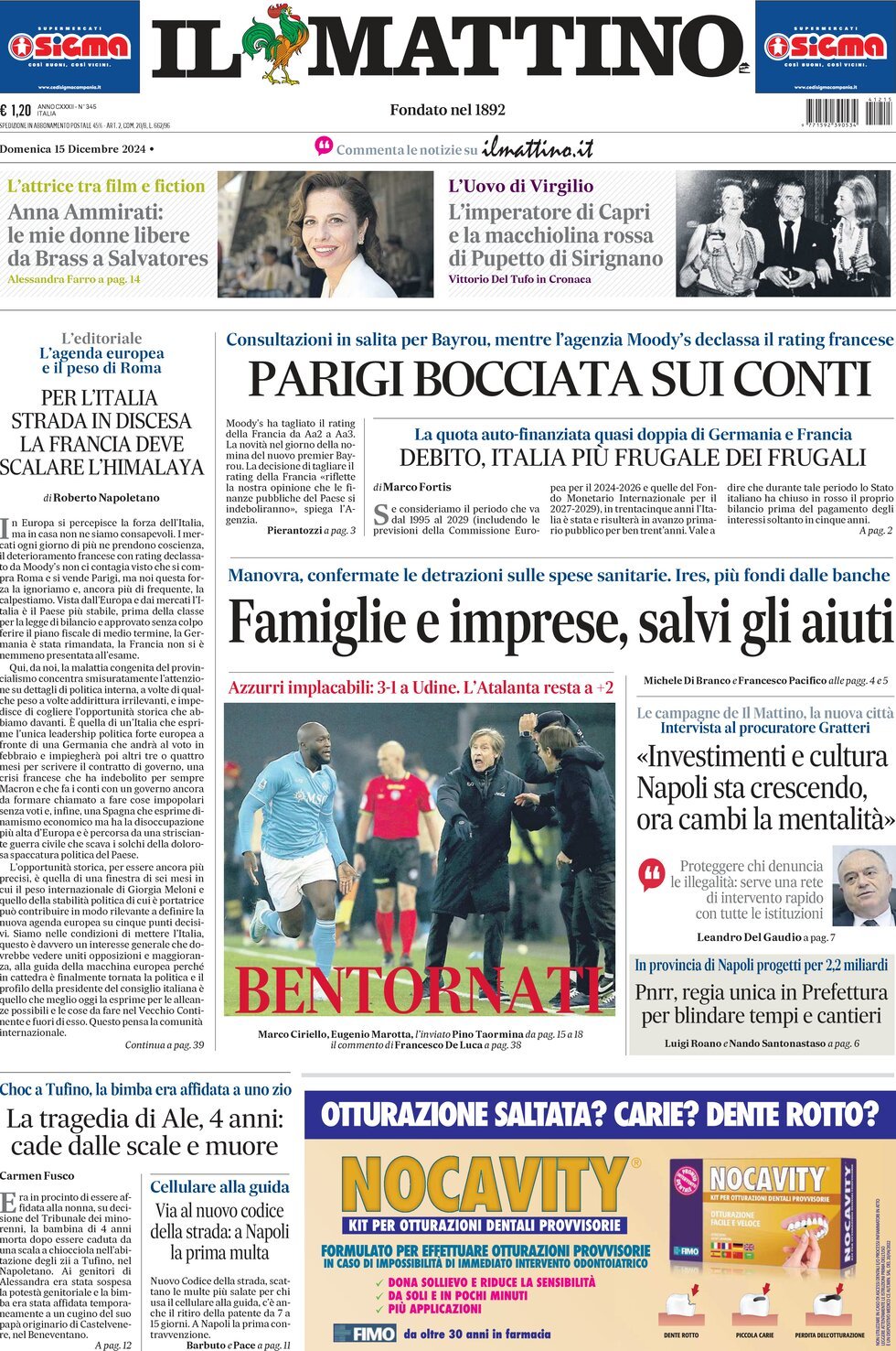 Prima-pagina-il-mattino-edizione-di-oggi-15-12-2024