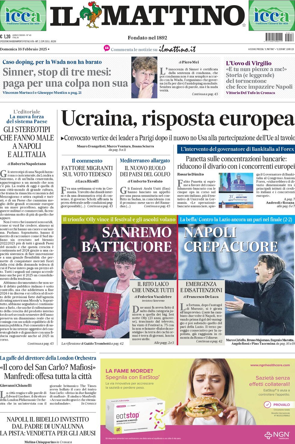 Prima-pagina-il-mattino-edizione-di-oggi-16-02-2025