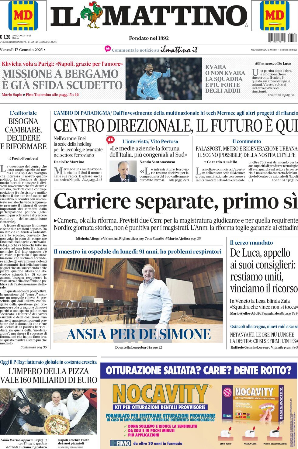 Prima-pagina-il-mattino-edizione-di-oggi-17-01-2025