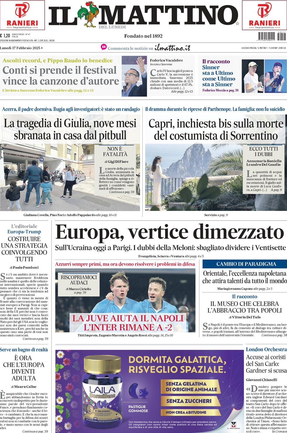 Prima-pagina-il-mattino-edizione-di-oggi-17-02-2025