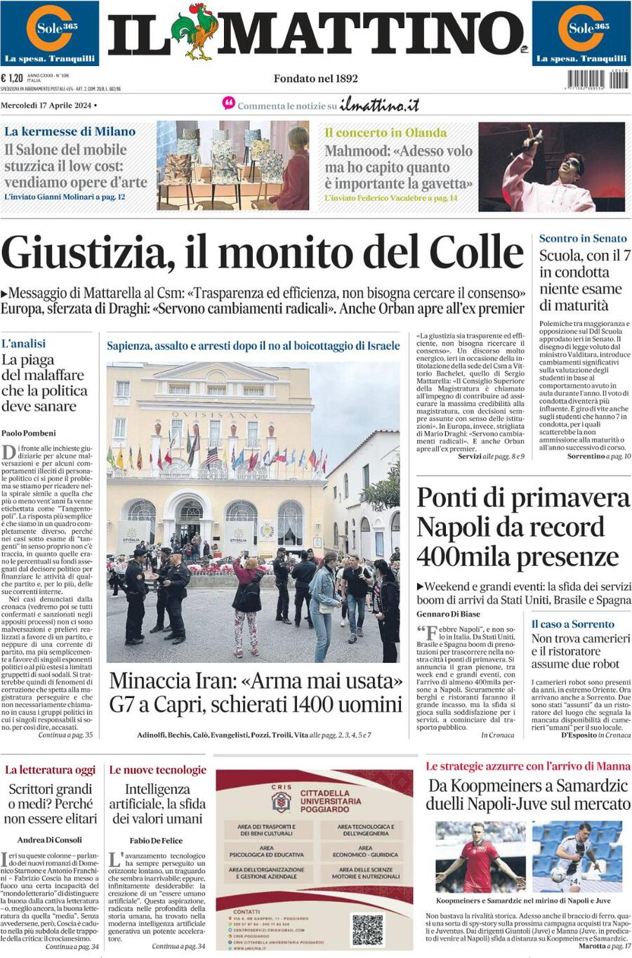 Prima-pagina-il-mattino-edizione-di-oggi-17-04-2024