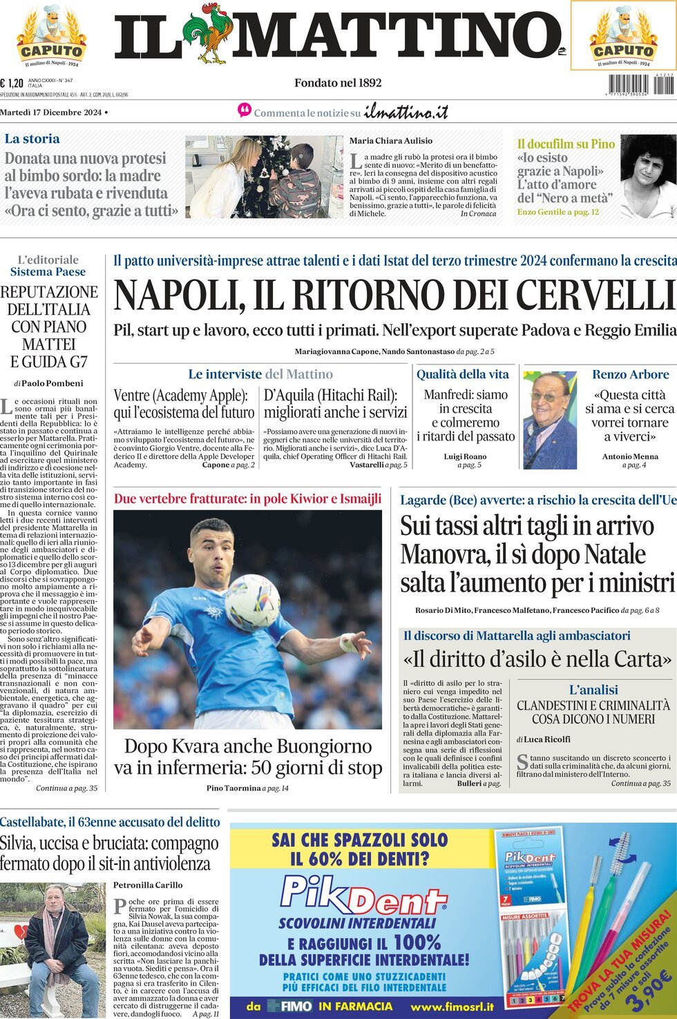 Prima-pagina-il-mattino-edizione-di-oggi-17-12-2024