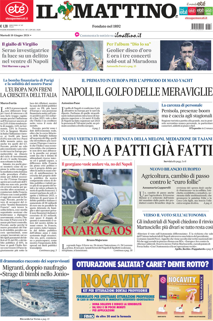 Prima-pagina-il-mattino-edizione-di-oggi-18-06-2024