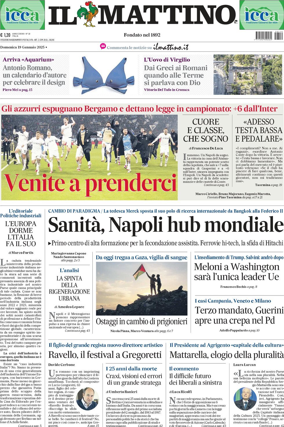 Prima-pagina-il-mattino-edizione-di-oggi-19-01-2025