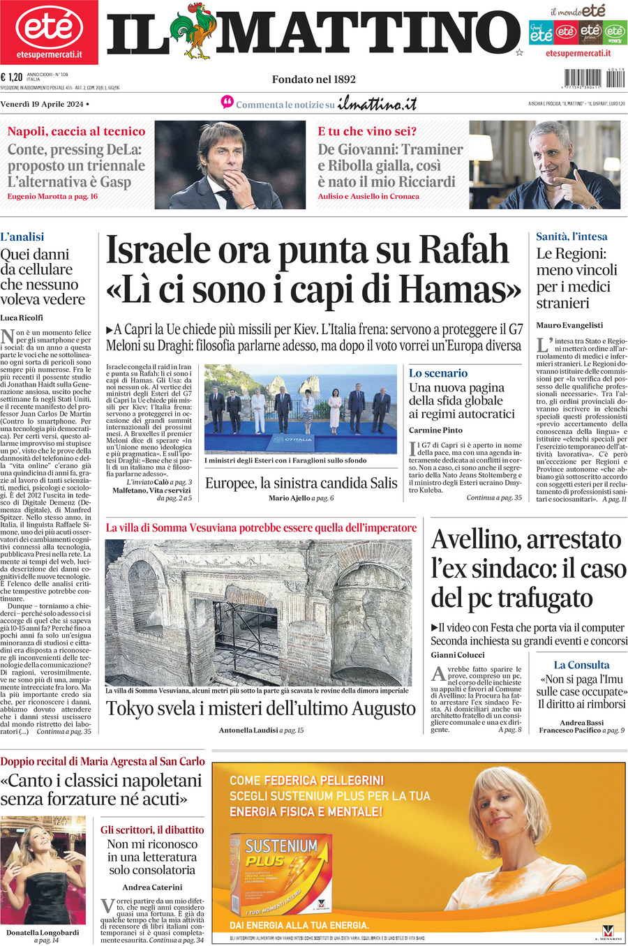 Prima-pagina-il-mattino-edizione-di-oggi-19-04-2024