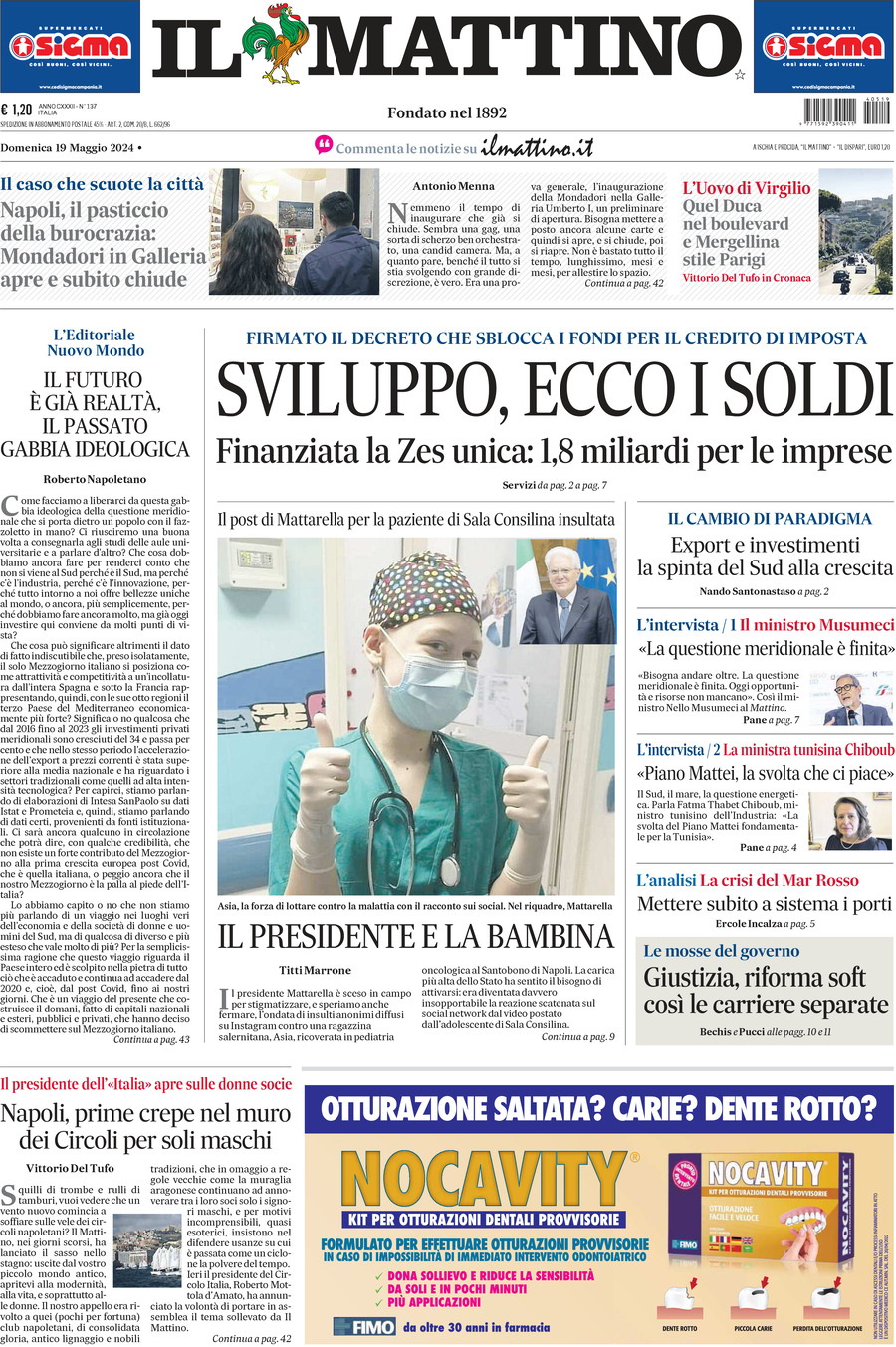 Prima-pagina-il-mattino-edizione-di-oggi-19-05-2024