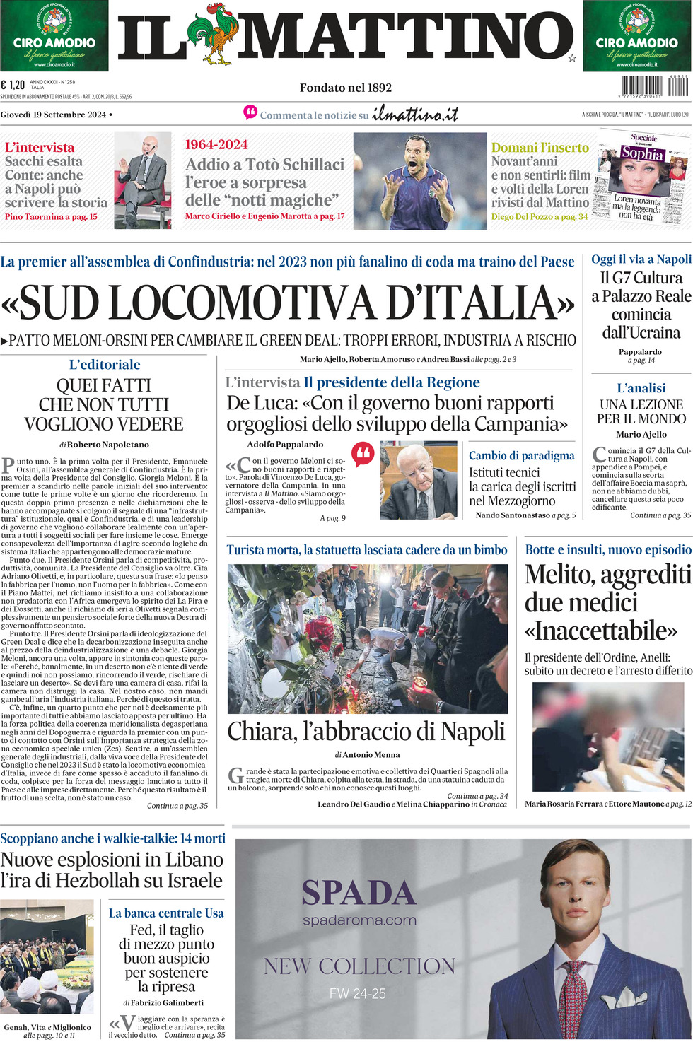 Prima-pagina-il-mattino-edizione-di-oggi-19-09-2024