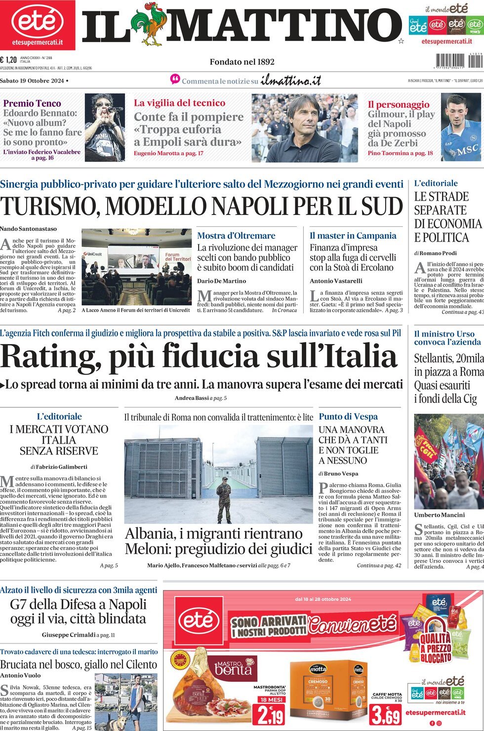 Prima-pagina-il-mattino-edizione-di-oggi-19-10-2024