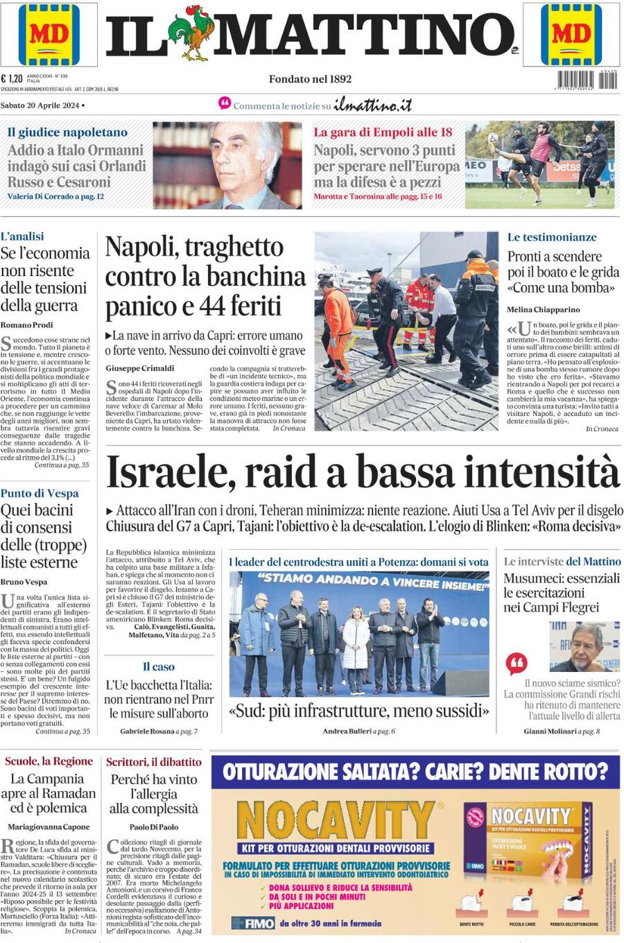 Prima-pagina-il-mattino-edizione-di-oggi-20-04-2024