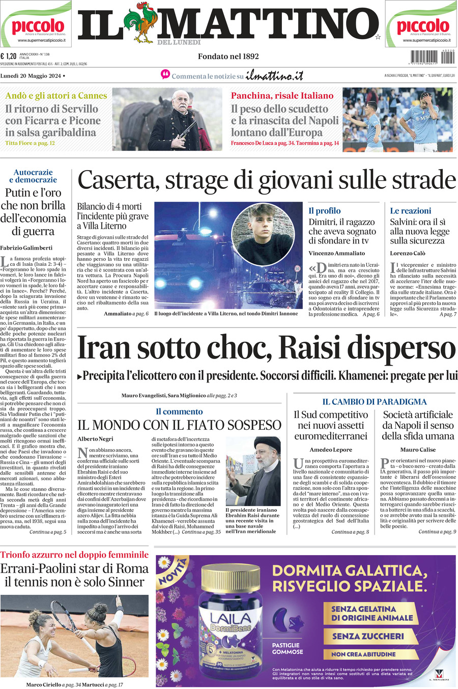 Prima-pagina-il-mattino-edizione-di-oggi-20-05-2024