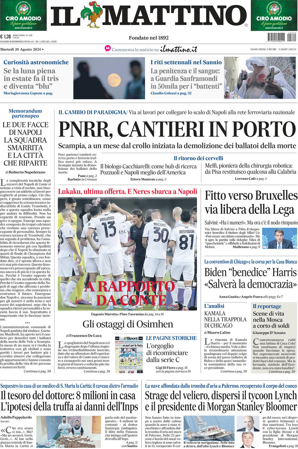 Prima-pagina-il-mattino-edizione-di-oggi-20-08-2024