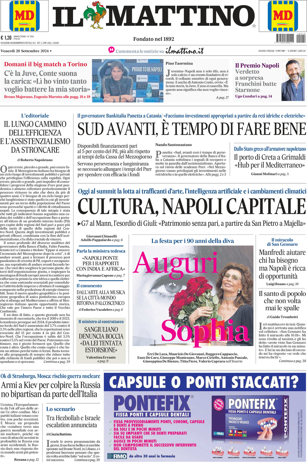 Prima-pagina-il-mattino-edizione-di-oggi-20-09-2024