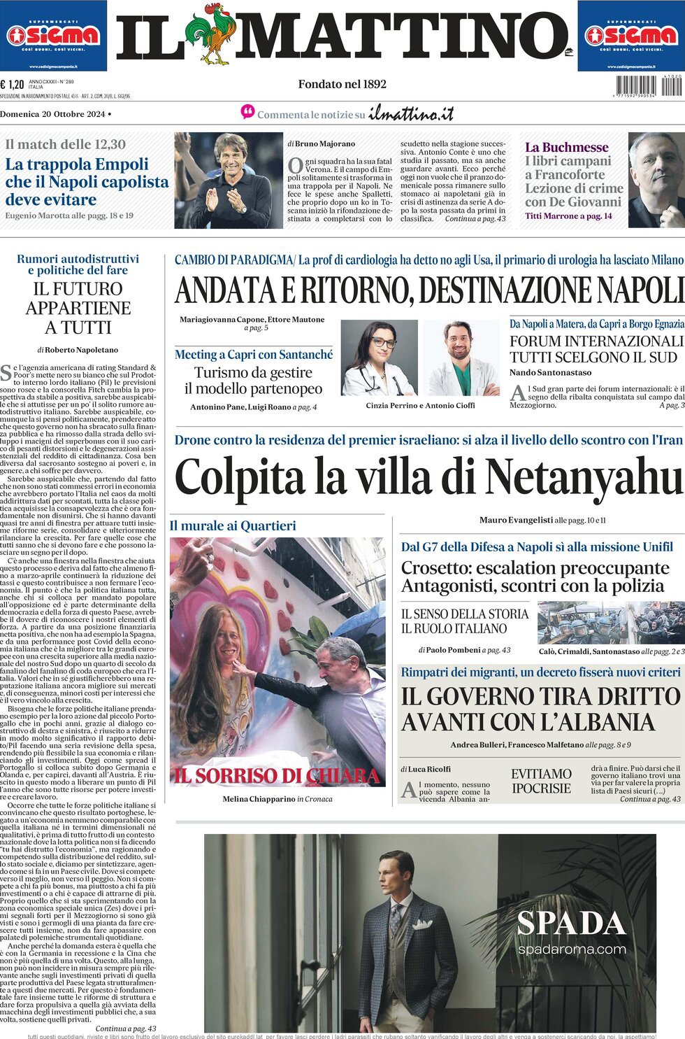 Prima-pagina-il-mattino-edizione-di-oggi-20-10-2024