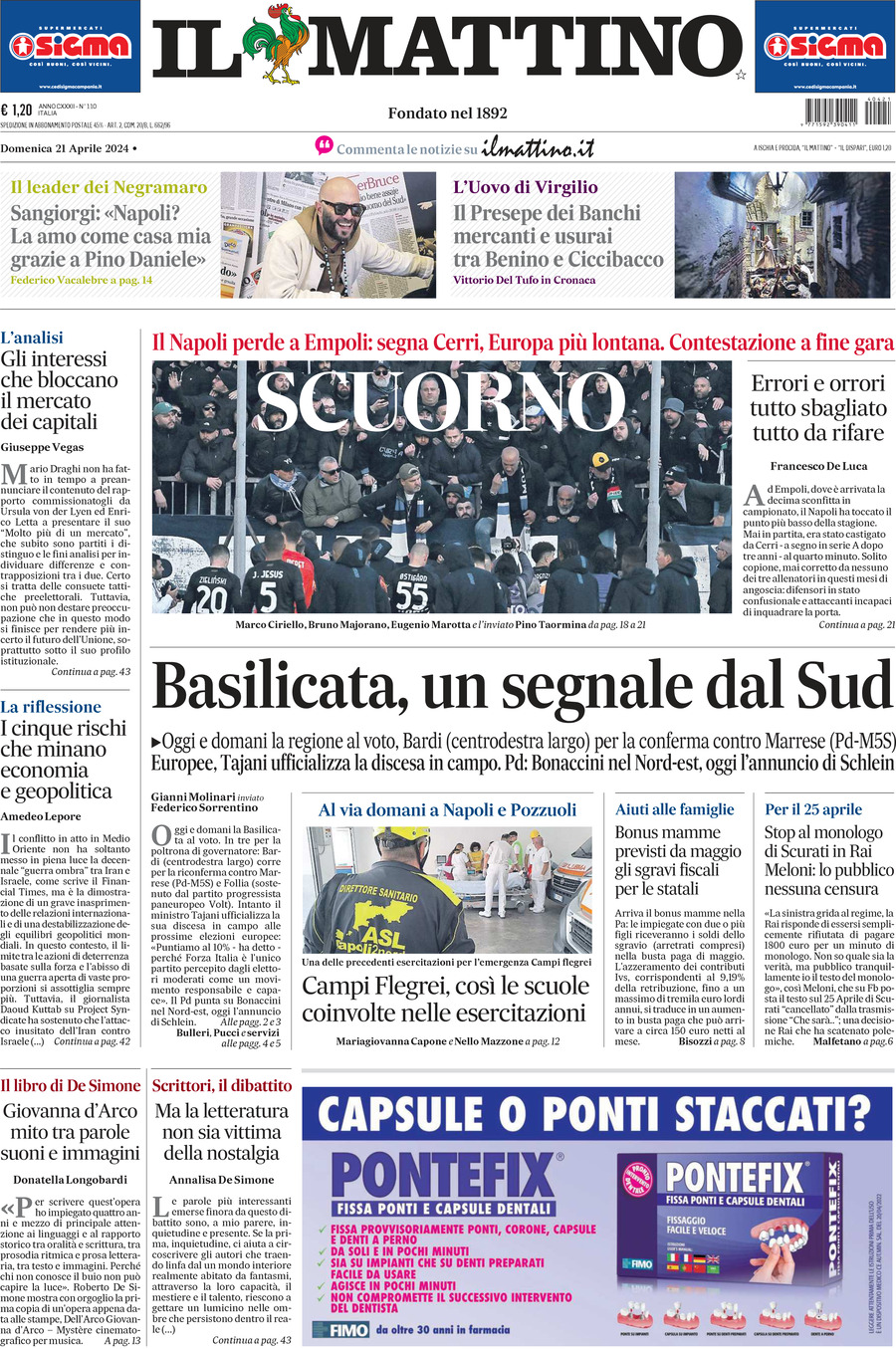 Prima-pagina-il-mattino-edizione-di-oggi-21-04-2024