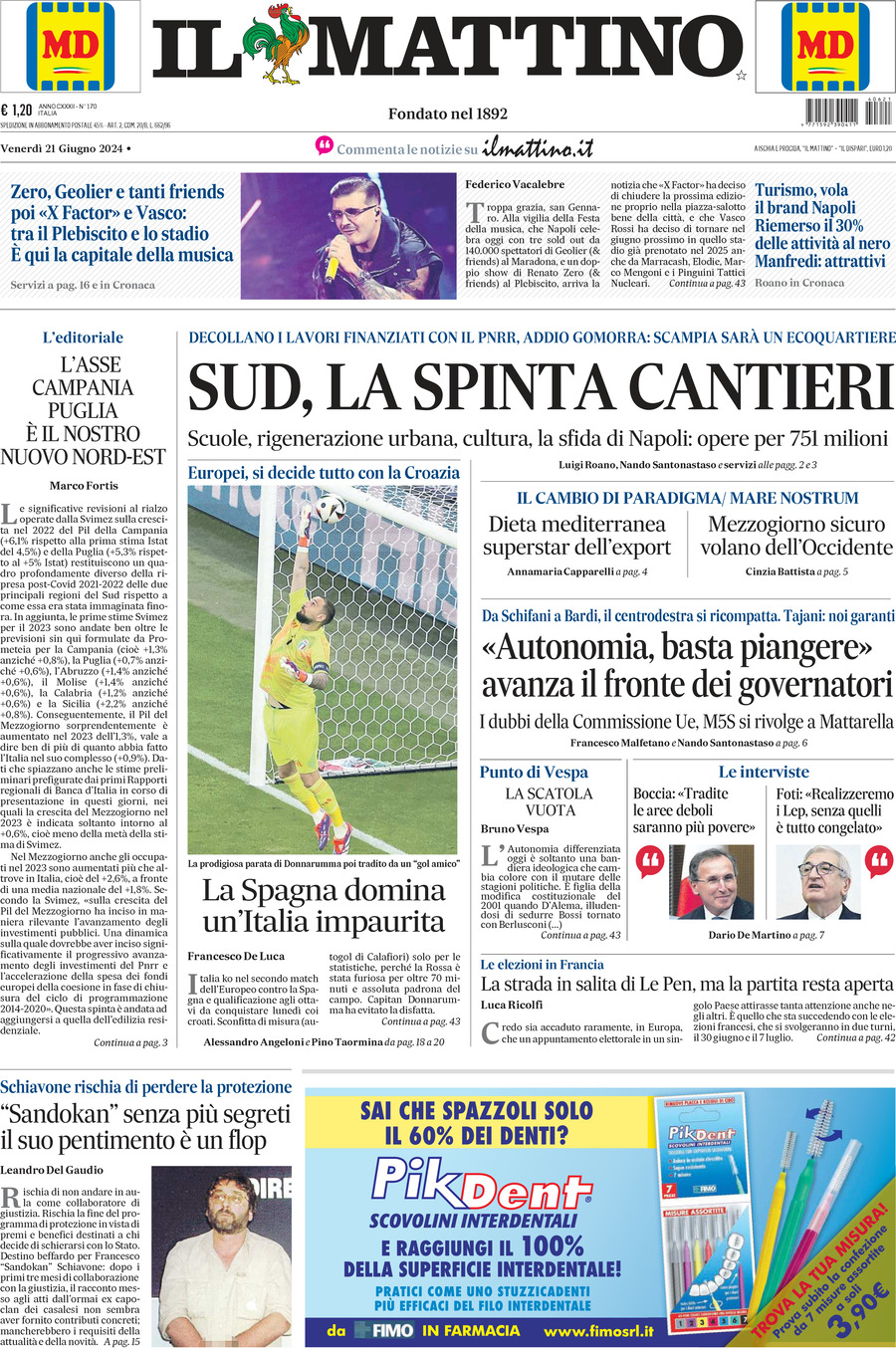 Prima-pagina-il-mattino-edizione-di-oggi-21-06-2024